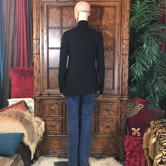 NWOT G by Giuliana Black Modal Shark Bite Hem Turtleneck Top - Picture 5 of 11